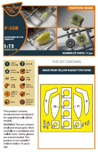 Clear Prop Accessories F-35B painting mask for Tamiya kit - kabin- és ablakmaszk