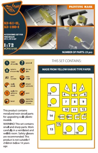 Clear Prop Accessories Ki-61-II, Ki-100-I painting mask for Finemolds FP17,FP19 kits - kabin- és ablakmaszk, Fine Molds FP17