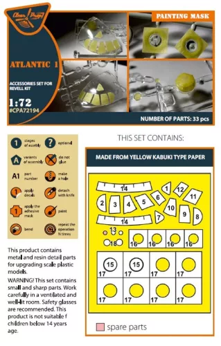 Clear Prop Accessories ATLANTIC 1 painting mask for REVELL kit - kabin- és ablakmaszk