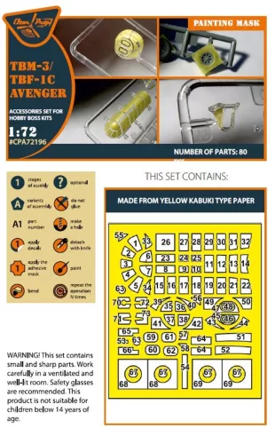 Clear Prop Accessories TBM-3/TBF-1C Avenger painting mask for Hobby Boss kit - kabin- és ablakmaszk