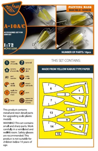 Clear Prop Accessories A-10 A/C double-sided painting mask for GWH kit - kétoldalas kabinmaszk