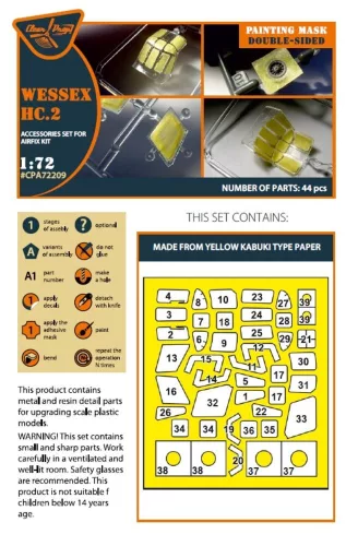 Clear Prop Accessories Wessex HC.2 double-sided painting mask for Airfix kit - kétoldalas kabinmaszk
