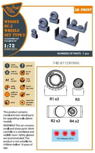 Clear Prop Accessories Wessex HC.2 Wheel set type 2 for Airfix kit - kerékkészlet, 2. típus