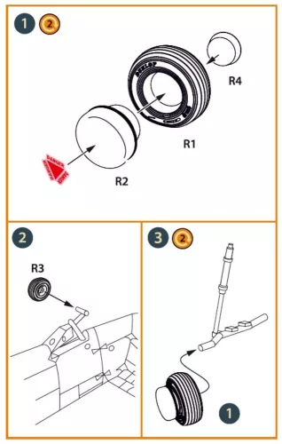 Clear Prop Accessories Wessex HC.2 Wheel set type 2 for Airfix kit - kerékkészlet, 2. típus