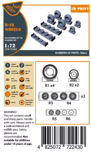 Clear Prop Accessories B-29 Wheels set (weighted) - terhelt állapotú kerékkészlet