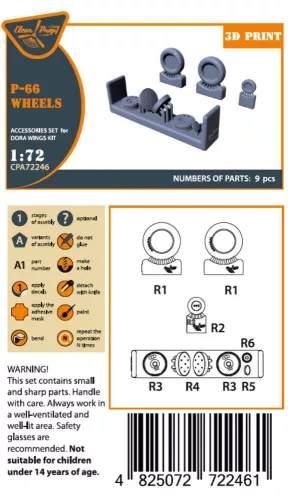 Clear Prop Accessories Vanguard P-66/Mk.1/J10 Wheels set for Dora Wings - kerékkészlet
