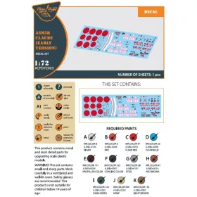   Clear Prop Accessories A5M2b Claude (early version) decal set for CP kit CP72006 - matricakészlet, Clear Prop CP72006 maketthez