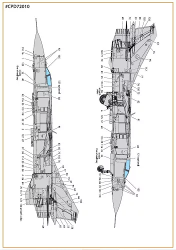 Clear Prop Accessories MiG-23ML, MLA standard stencils for grey paint schemes for CP kits and other - szabványos stencil- és adatfelirat-matricák szürke festésekhez
