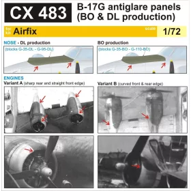   Eduard Accessories B-17G antiglare panels(BO&DL produktion) for Airfix - tükröződésgátló panelek festőmaszkja, BO/DL gyártású változathoz