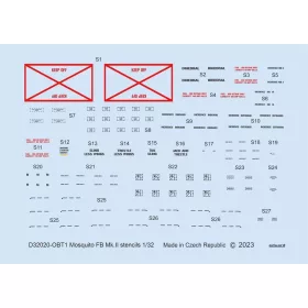   Eduard Accessories Mosquito FB Mk.II stencils 1/32 for TAMIYA - stencil- és adatfelirat-matricák