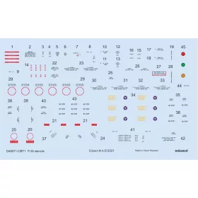   Eduard Accessories P-38 stencils 1/48 for TAMIYA/ACADEMY/HASEGAWA - stencil- és adatfelirat-matricák