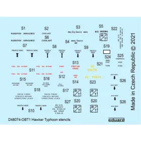   Eduard Accessories Hawker Typhoon stencils 1/48 for HASEGAWA - stencil- és adatfelirat-matricák