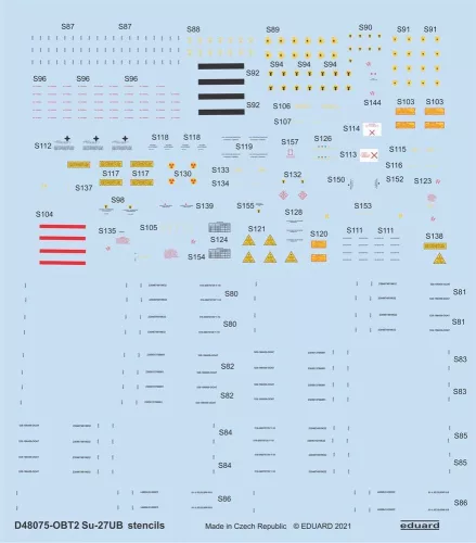 Eduard Accessories Su-27UB stencils 1/48 for ACADEMY/KITTY HAWK/GWH - stencil- és adatfelirat-matricák