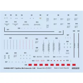   Eduard Accessories Spitfire Mk.V stencils 1/48 for EDUARD - stencil- és adatfelirat-matricák
