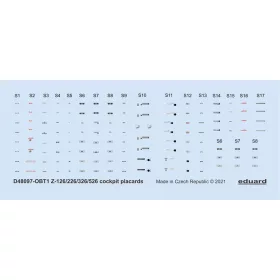   Eduard Accessories Z-126/226/326/526 cockpit placards 1/48 EDUARD - Z-126/226/326/526 cockpit felirat- és adattábla-matricák