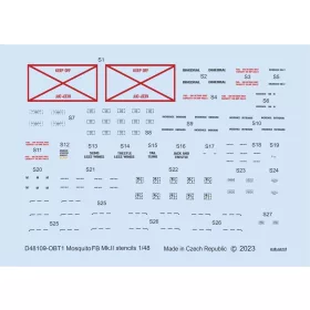   Eduard Accessories Mosquito FB Mk.II stencils 1/48 for TAMIYA - stencil- és adatfelirat-matricák
