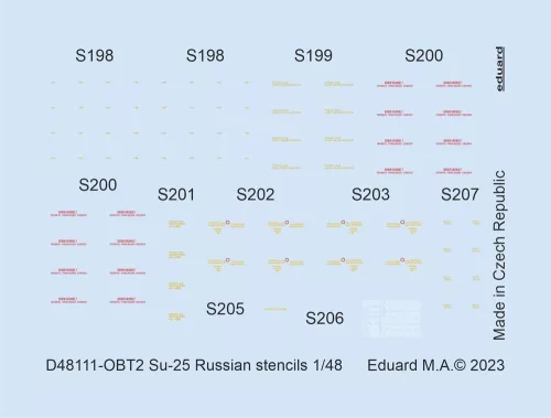Eduard Accessories Su-25 Russian stencils 1/48 ZVEZDA - Su-25 orosz – stencil- és adatfelirat-matricák