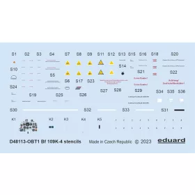   Eduard Accessories Bf 109K-4 stencils 1/48 - stencil- és adatfelirat-matricák