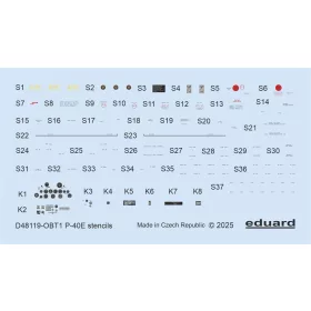   Eduard Accessories P-40E stencils  EDUARD - stencil- és adatfelirat-matricák