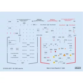   Eduard Accessories Bf 109E stencils 1/72 for SPECIAL HOBBY/TAMIYA/AIRFIX - stencil- és adatfelirat-matricák