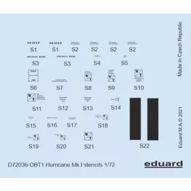   Eduard Accessories Hurricane Mk.I stencils for ARMA HOBBY/REVELL/AIRFIX - stencil- és adatfelirat-matricák