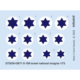   Eduard Accessories S-199 Israeli national insignia 1/72 - izraeli felségjel-matricák