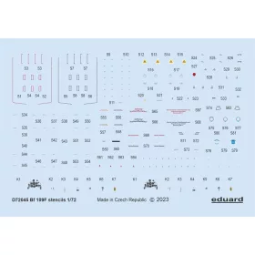   Eduard Accessories Bf 109F stencils 1/72 EDUARD - stencil- és adatfelirat-matricák