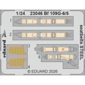   Eduard Accessories Bf 109G-5/6 seatbelts STEEL for Airfix - acél fotómaratott biztonsági övek