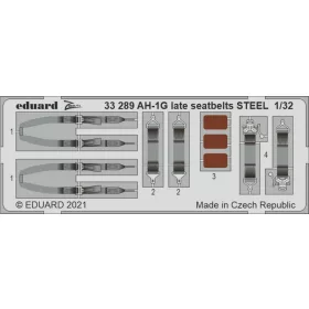   Eduard Accessories AH-1G late seatbelts STEEL for ICM - acél fotómaratott biztonsági övek
