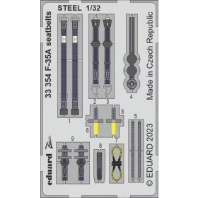   Eduard Accessories F-35A seatbelts STEEL 1/32 TRUMPETER - acél fotómaratott biztonsági övek