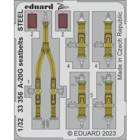   Eduard Accessories A-20G seatbelts STEEL 1/32 HKM - acél fotómaratott biztonsági övek