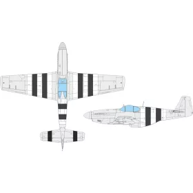   Eduard Accessories P-51B/C D-day stripes EDUARD - P-51B/C – D-Day inváziós csíkok festőmaszkja, Eduard maketthez