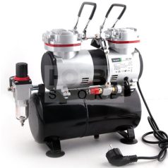   Fengda Airbrush mini compressor with air reservoir- Mini csendes - kéthengeres levegőtartályos (3.5L) airbrush kompresszor FD-196