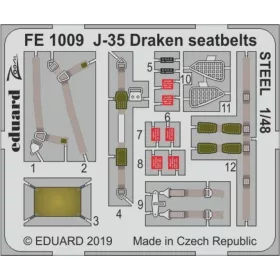   Eduard Accessories J-35 Draken seatbelts STEEL for Hasegawa - acél fotómaratott biztonsági övek
