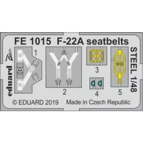  Eduard Accessories F-22A seatbelts STEEL for Hasegawa - acél fotómaratott biztonsági övek