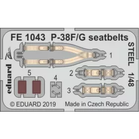   Eduard Accessories P-38F/G seatbelts STEEL for Tamiya - acél fotómaratott biztonsági övek