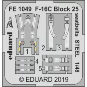   Eduard Accessories F-16C Block 25 seatbelts STEEL for Tamiya - acél fotómaratott biztonsági övek
