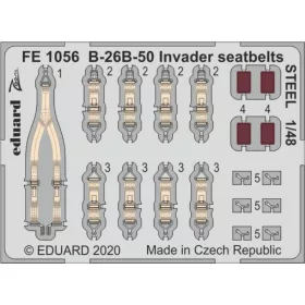   Eduard Accessories B-26B-50 Invader seatbelts STEEL for ICM - acél fotómaratott biztonsági övek