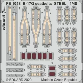  Eduard Accessories B-17G seatbelts STEEL for HKM - acél fotómaratott biztonsági övek