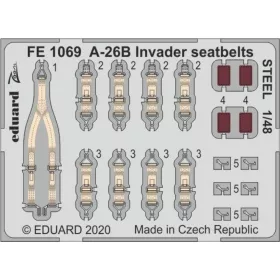   Eduard Accessories A-26B Invader seatbelts STEEL for ICM - acél fotómaratott biztonsági övek