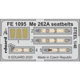   Eduard Accessories Me 262A seatbelts STEEL for Hobby Boss - acél fotómaratott biztonsági övek