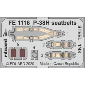   Eduard Accessories P-38H seatbelts STEEL for Tamiya - acél fotómaratott biztonsági övek
