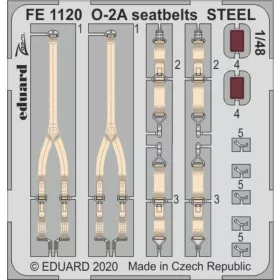   Eduard Accessories O-2A seatbelts STEEL for ICM - acél fotómaratott biztonsági övek