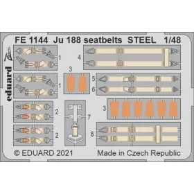   Eduard Accessories Ju 188 seatbelts STEEL 1/48 for REVELL - acél fotómaratott biztonsági övek
