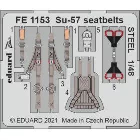   Eduard Accessories Su-57 seatbelts STEEL 1/48 for ZVEZDA - acél fotómaratott biztonsági övek