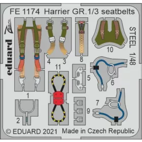   Eduard Accessories Harrier GR.1/3 seatbelts STEEL 1/48 for KINETIC - acél fotómaratott biztonsági övek
