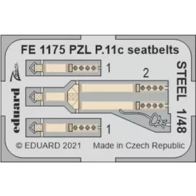   Eduard Accessories PZL P.11c seatbelts STEEL 1/48 for ARMA HOBBY - acél fotómaratott biztonsági övek