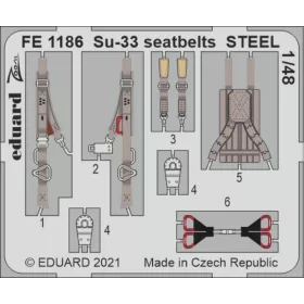   Eduard Accessories Su-33 seatbelts STEEL 1/48 for MINIBASE - acél fotómaratott biztonsági övek