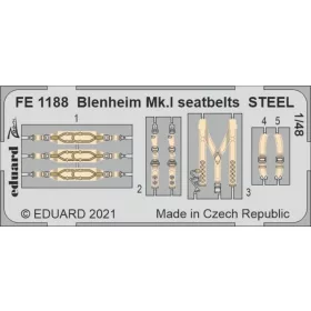   Eduard Accessories Blenheim Mk.I seatbelts STEEL 1/48 for AIRFIX - acél fotómaratott biztonsági övek