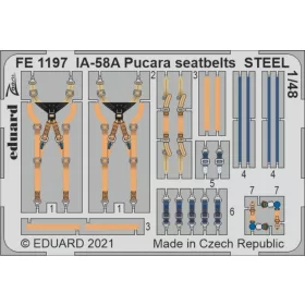   Eduard Accessories IA-58A Pucara seatbelts STEEL 1/48 for KINETIC - acél fotómaratott biztonsági övek